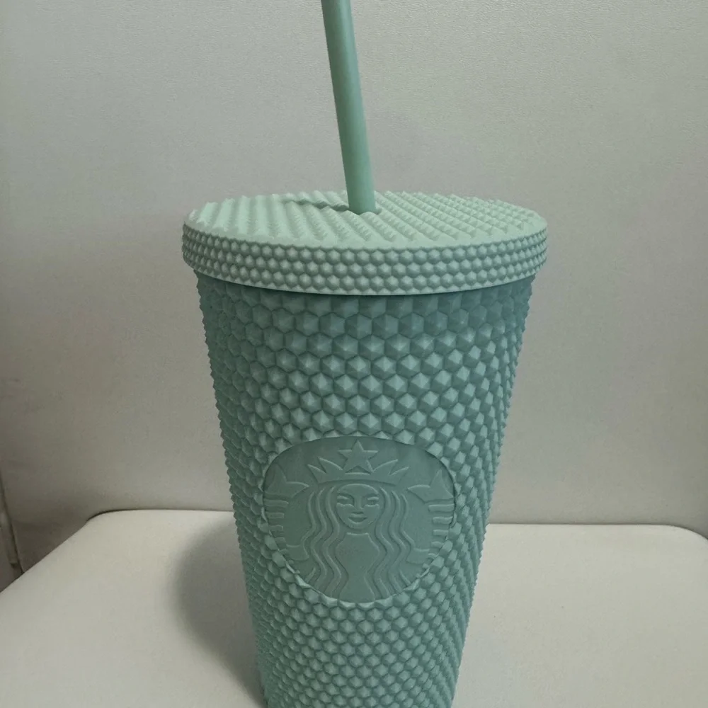 Starbucks Mint Green Textured Tumbler with Lid and Straw 16oz - Picture 1 of 3